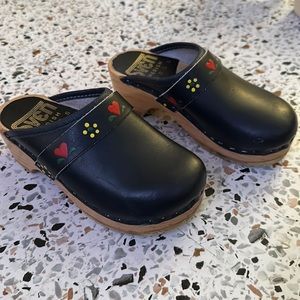 Vollsjö kid Genuine Leather Suede Wooden Clogs Made in Sweden